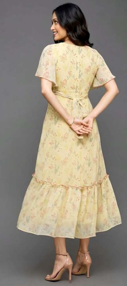Women's Multicolored-Base-Brown Relaxed Fit Maxi Back
